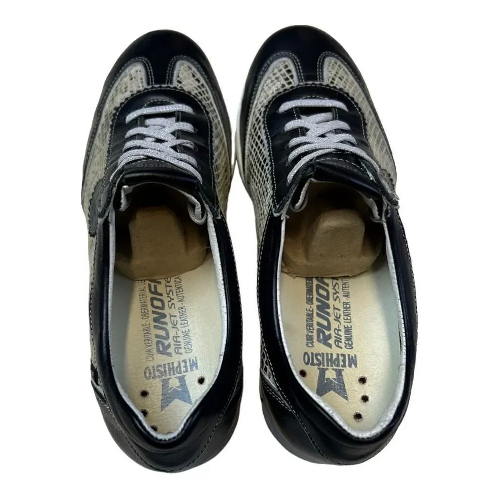 Mephisto Women's Athleisure Leather Air-Jet System Sneakers Shoes Black Size 7
